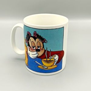 Disney Oversized Large 28 oz White Minnie Mouse in Curlers Coffee Mug Soup Heavy